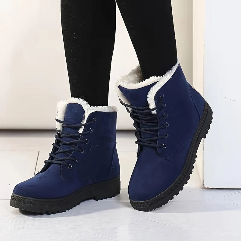 Women’s Black Ankle Boots Cozy Lace-Up Design 1