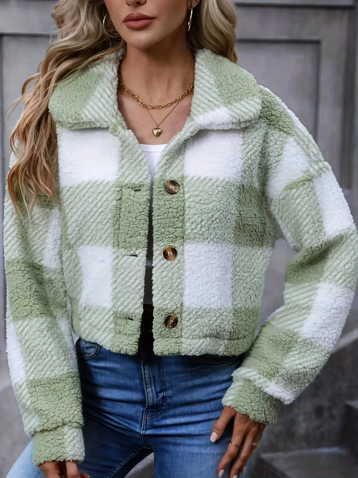 Women’s Cropped Plaid Jacket Soft and Stylish Layering Piece 1
