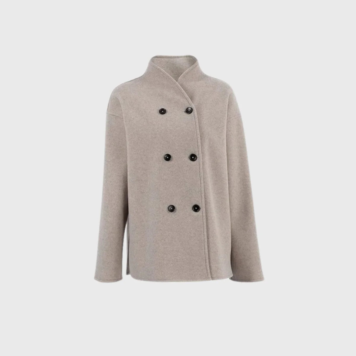 Women’s Double-Breasted Hip-Length Coat with Wool Look 1