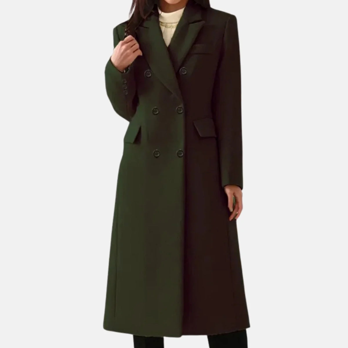 Women’s Double-Breasted Wool Coat Knee-Length Tailored Design 6