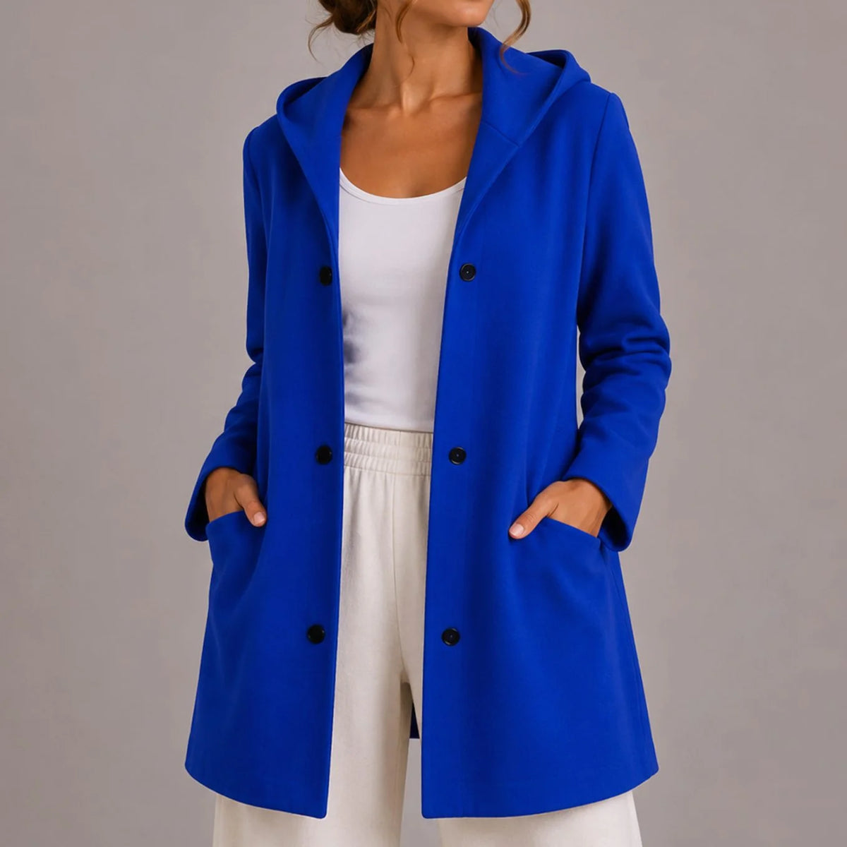 Women’s Hooded Cardigan Relaxed Fit with Pockets and Snap-Button Closure 4