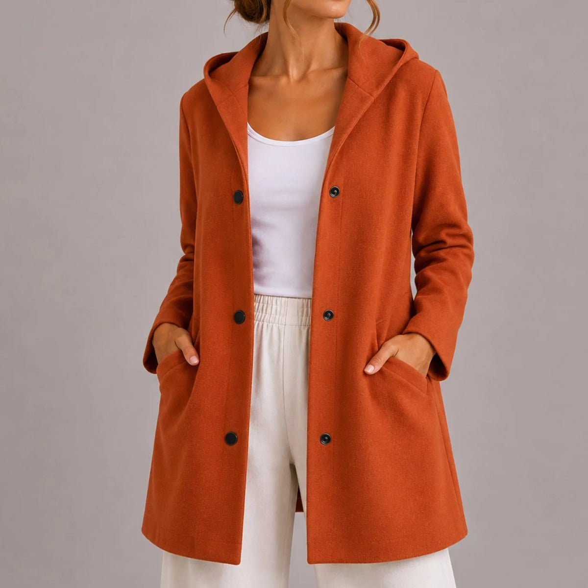 Women’s Hooded Cardigan Relaxed Fit with Pockets and Snap-Button Closure 5