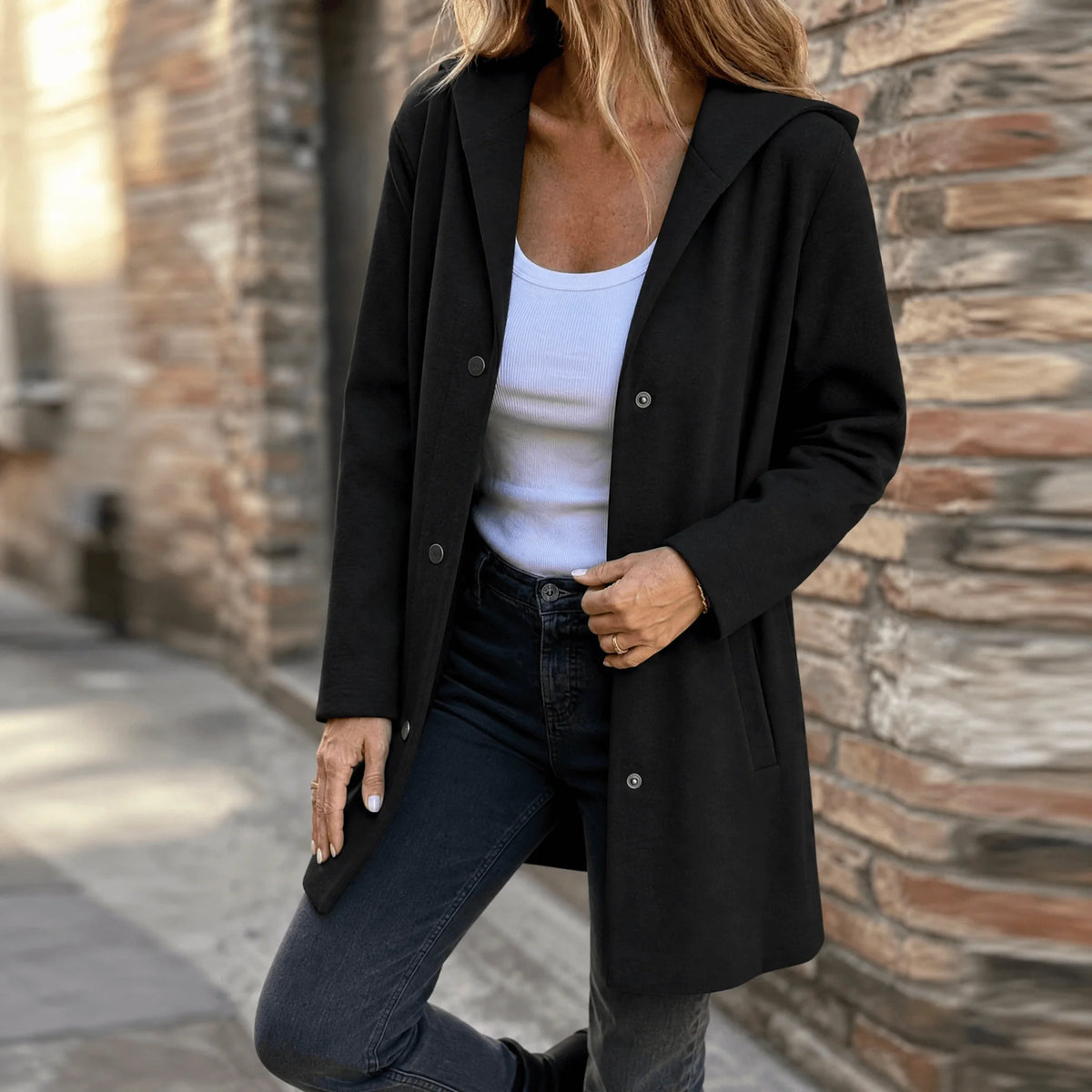 Women’s Hooded Cardigan Relaxed Mid-Length Knit Jacket 12