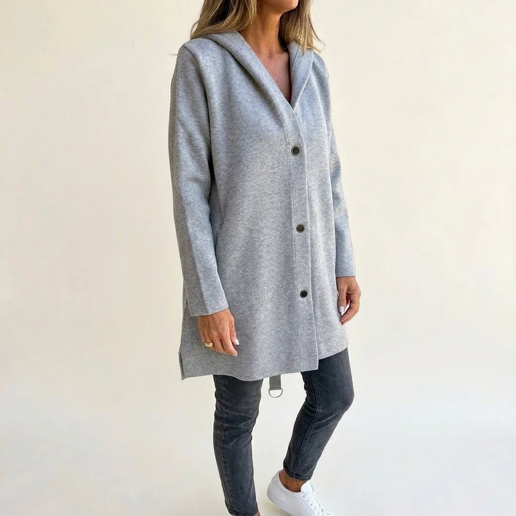 Women’s Hooded Cardigan Relaxed Mid-Length Knit Jacket 2