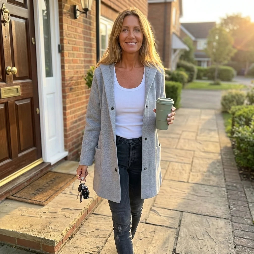 Women’s Hooded Cardigan Relaxed Mid-Length Knit Jacket 3