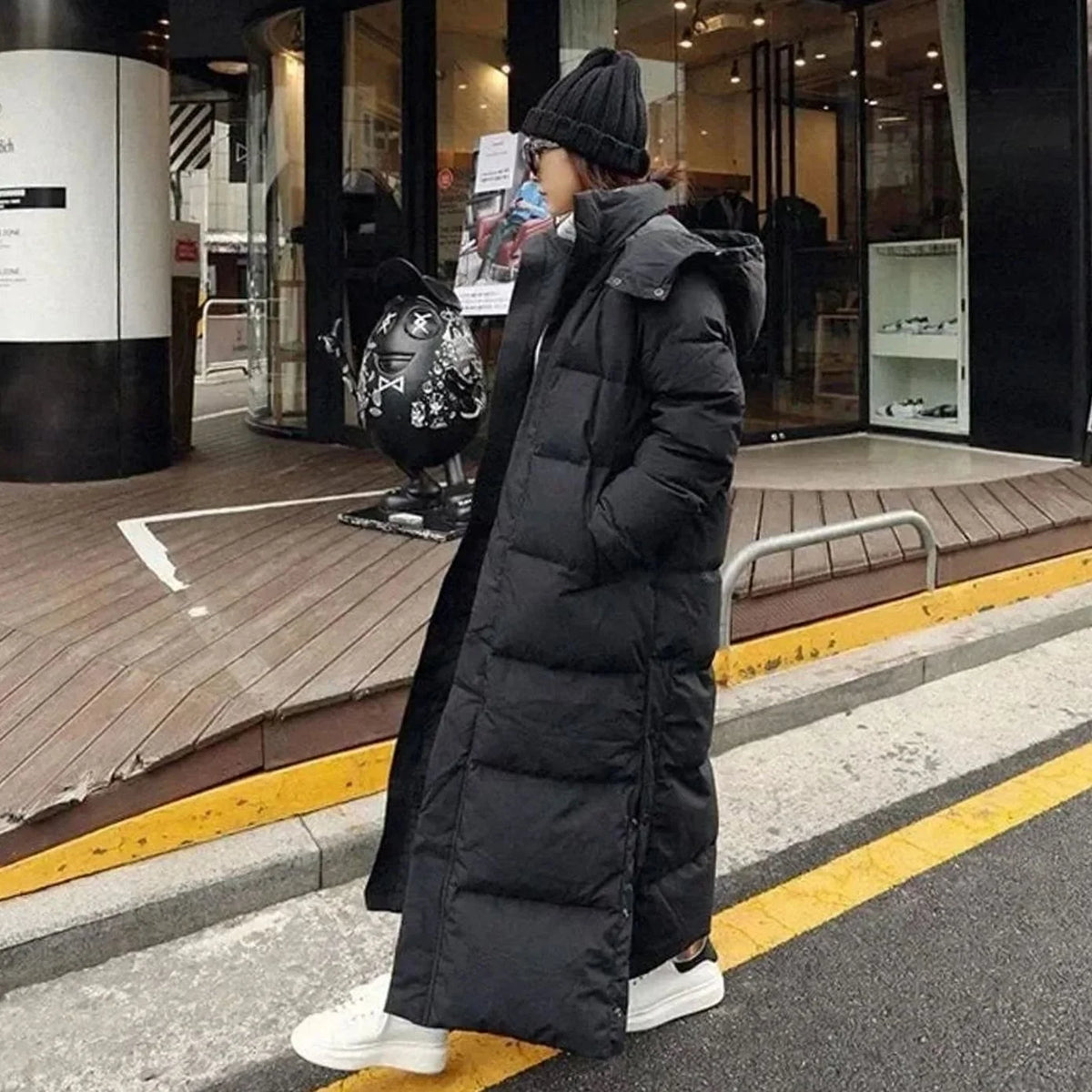 Women’s Maxi-Length Hooded Puffer Coat Quilted Warmth 3