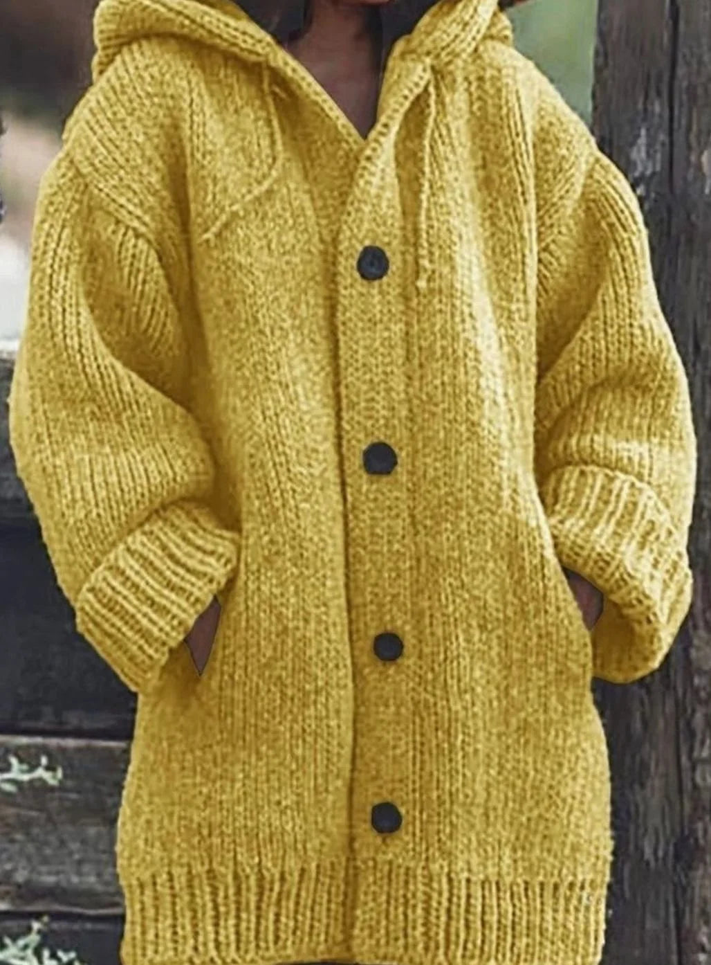 Women’s Oversized Hooded Cardigan Chunky Knit with Pockets 0