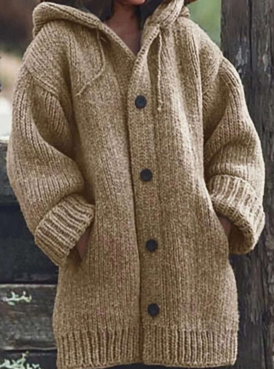 Women’s Oversized Hooded Cardigan Chunky Knit with Pockets 3
