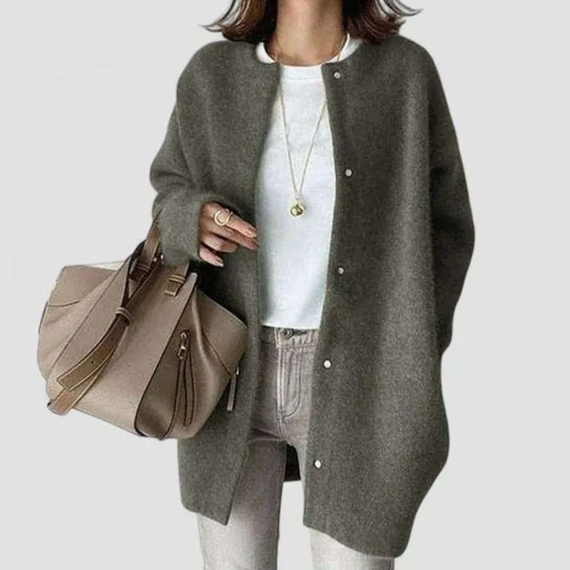 Women’s Oversized Knit Cardigan Relaxed Button-Front Style in Camel 6
