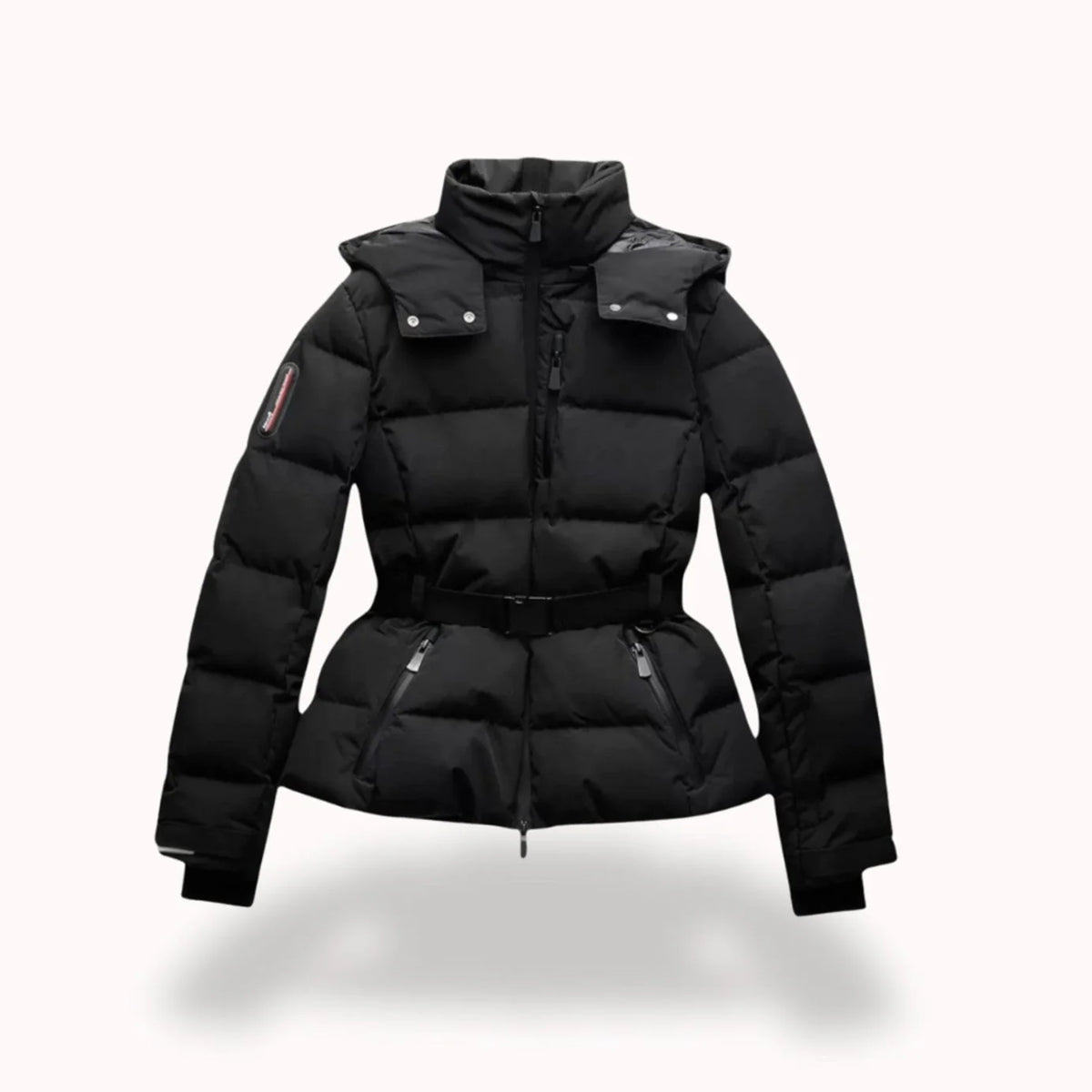 Women’s Quilted Puffer Jacket Hooded with Adjustable Belt 0