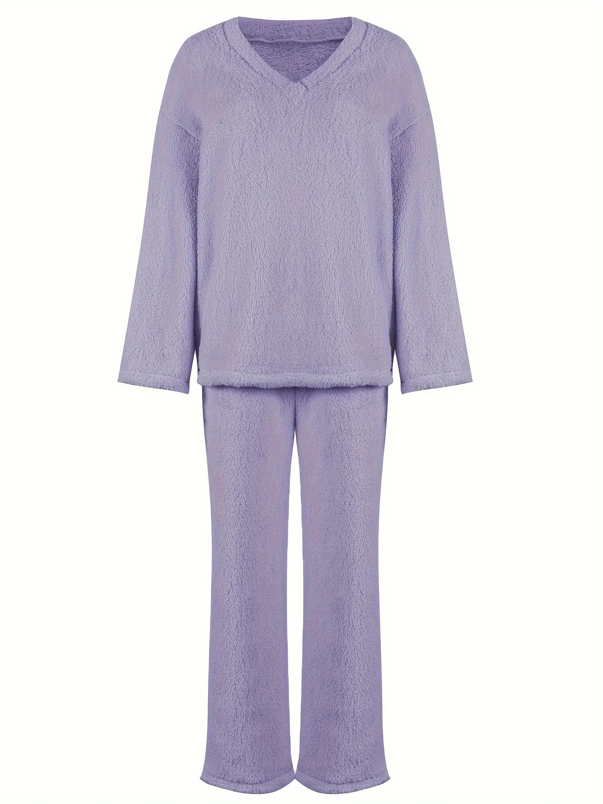 Women’s Relaxed Lounge Set Soft V-Neck Top and Wide-Leg Trousers 2