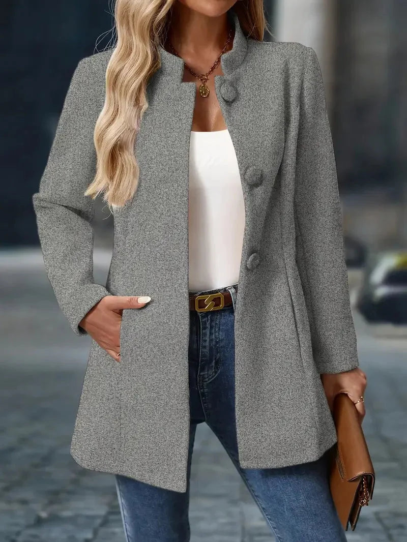 Women’s Stand-Collar Button Coat Tailored Elegant Design 3
