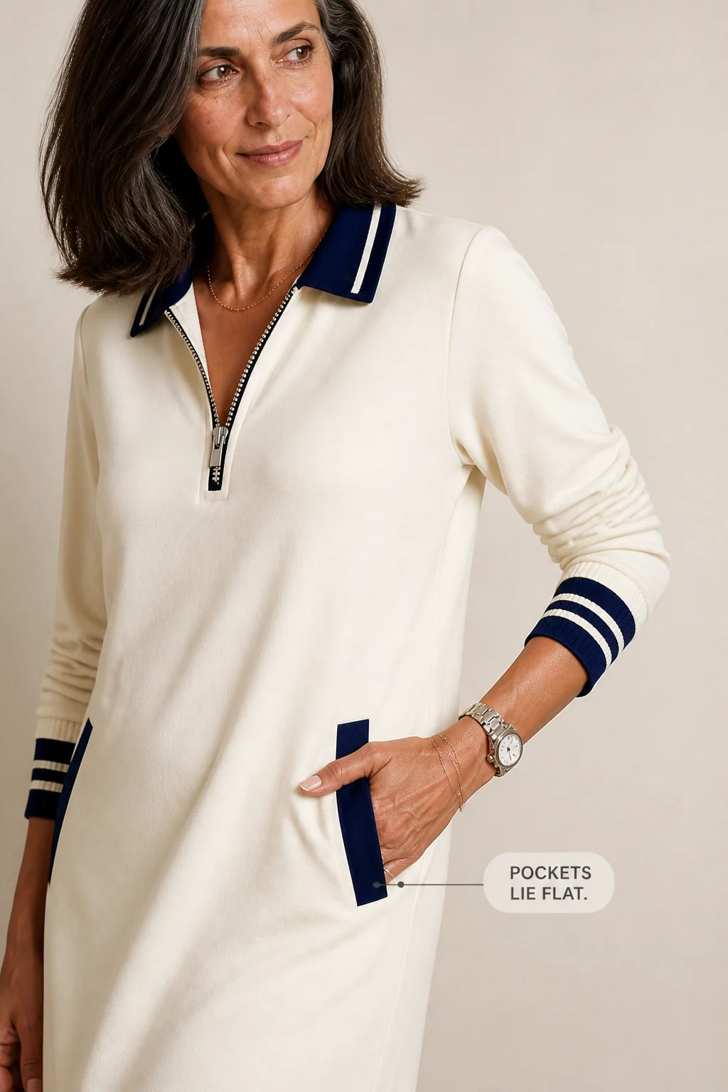Women’s Sweater Dress Relaxed Fit with Quarter-Zip Collar 7
