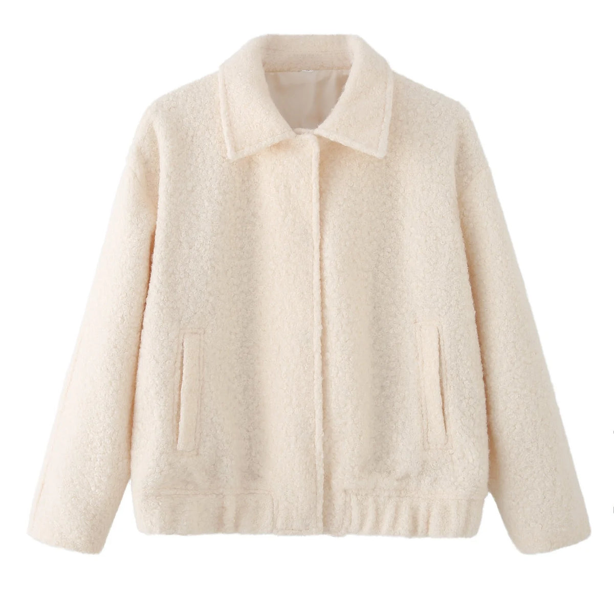 Women’s Teddy Jacket Soft Fleece with Side Pockets and Classic Collar 1