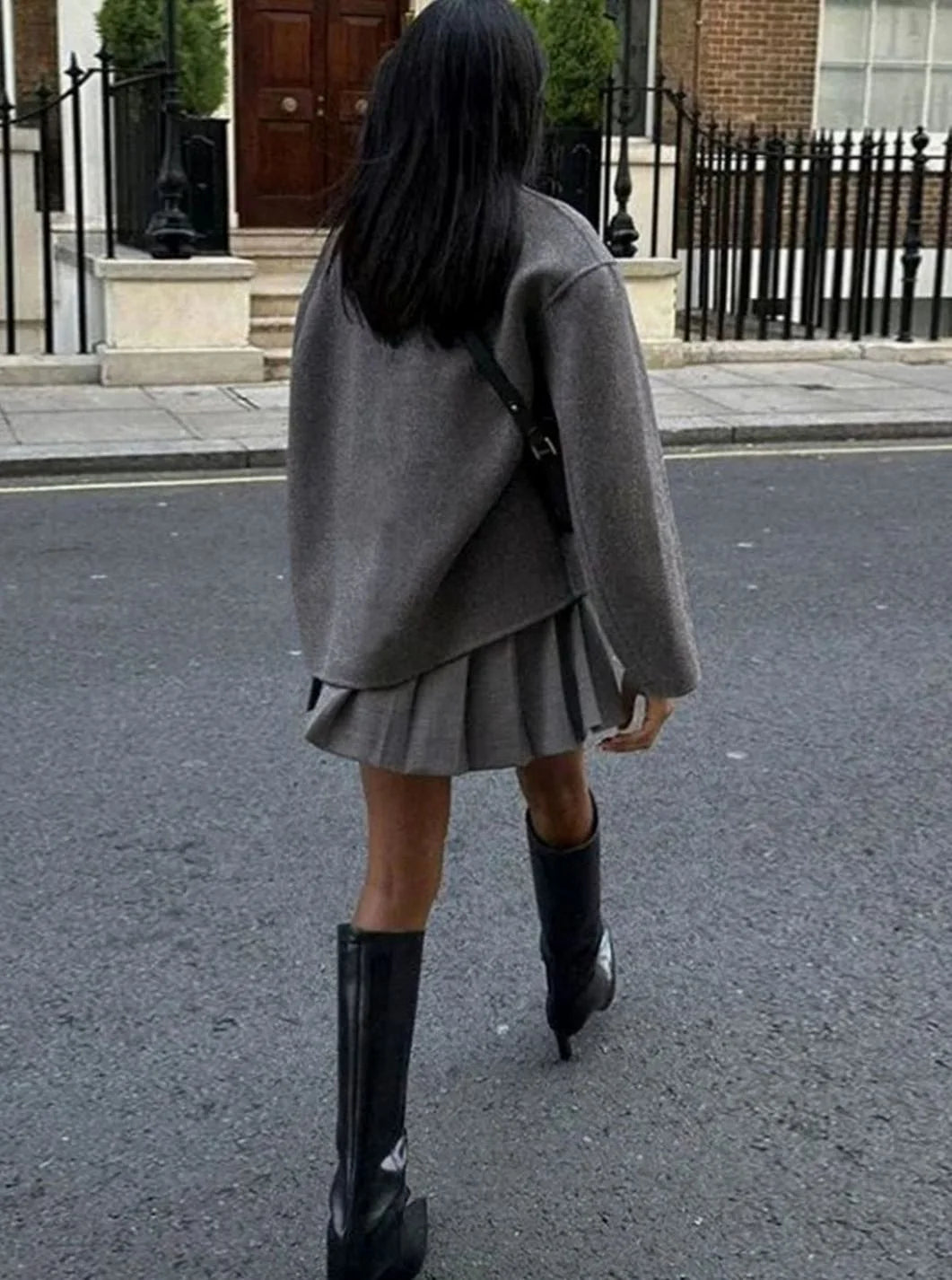 Women’s Wool Pea Coat Double-Breasted Stand Collar 6