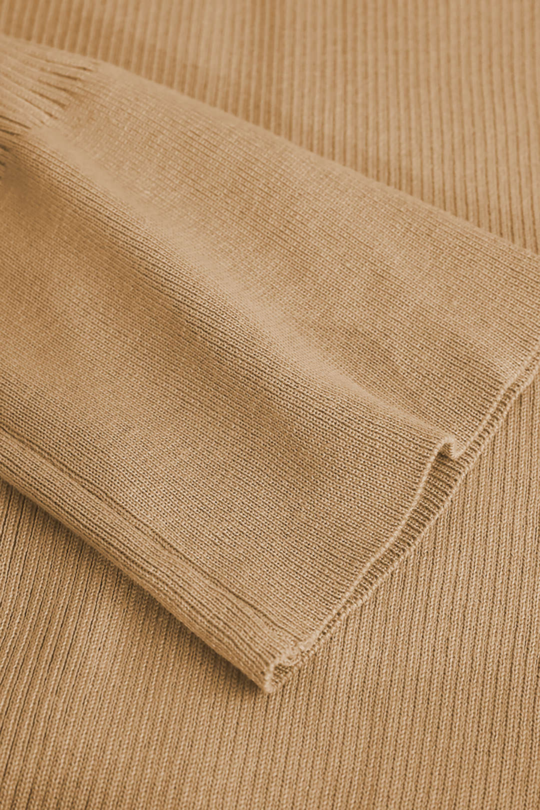Women's Ribbed Knit Maxi Dress with Polo Collar and Button Front in Khaki