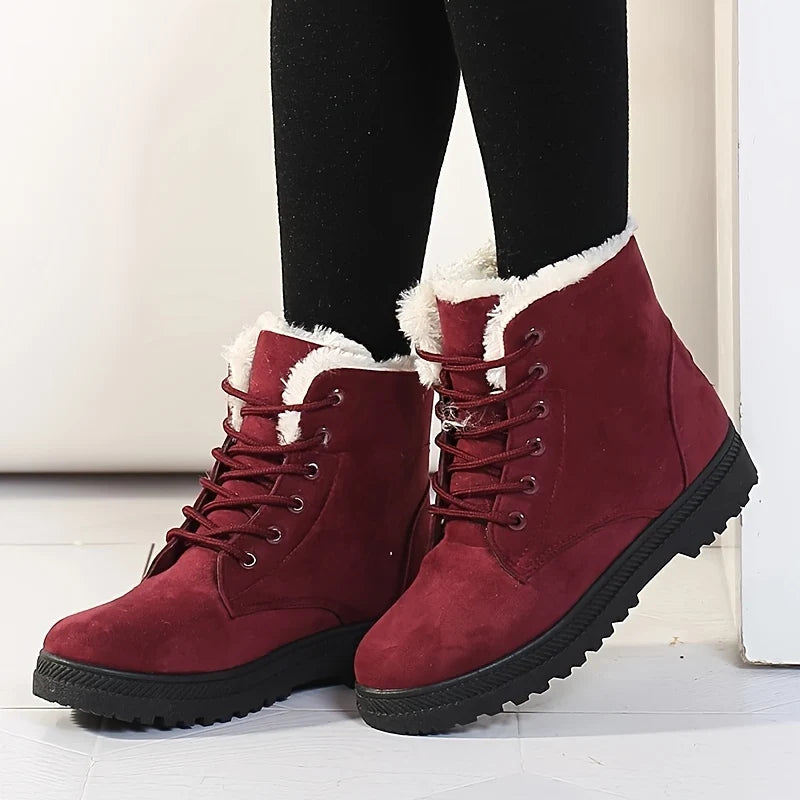 Women’s Black Ankle Boots Cozy Lace-Up Design 2