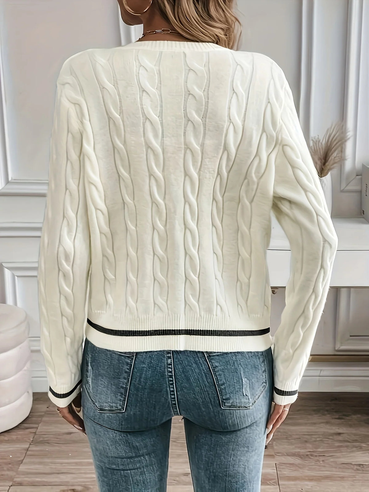 Women’s Cable-Knit Cardigan Refined Open Front Design 7