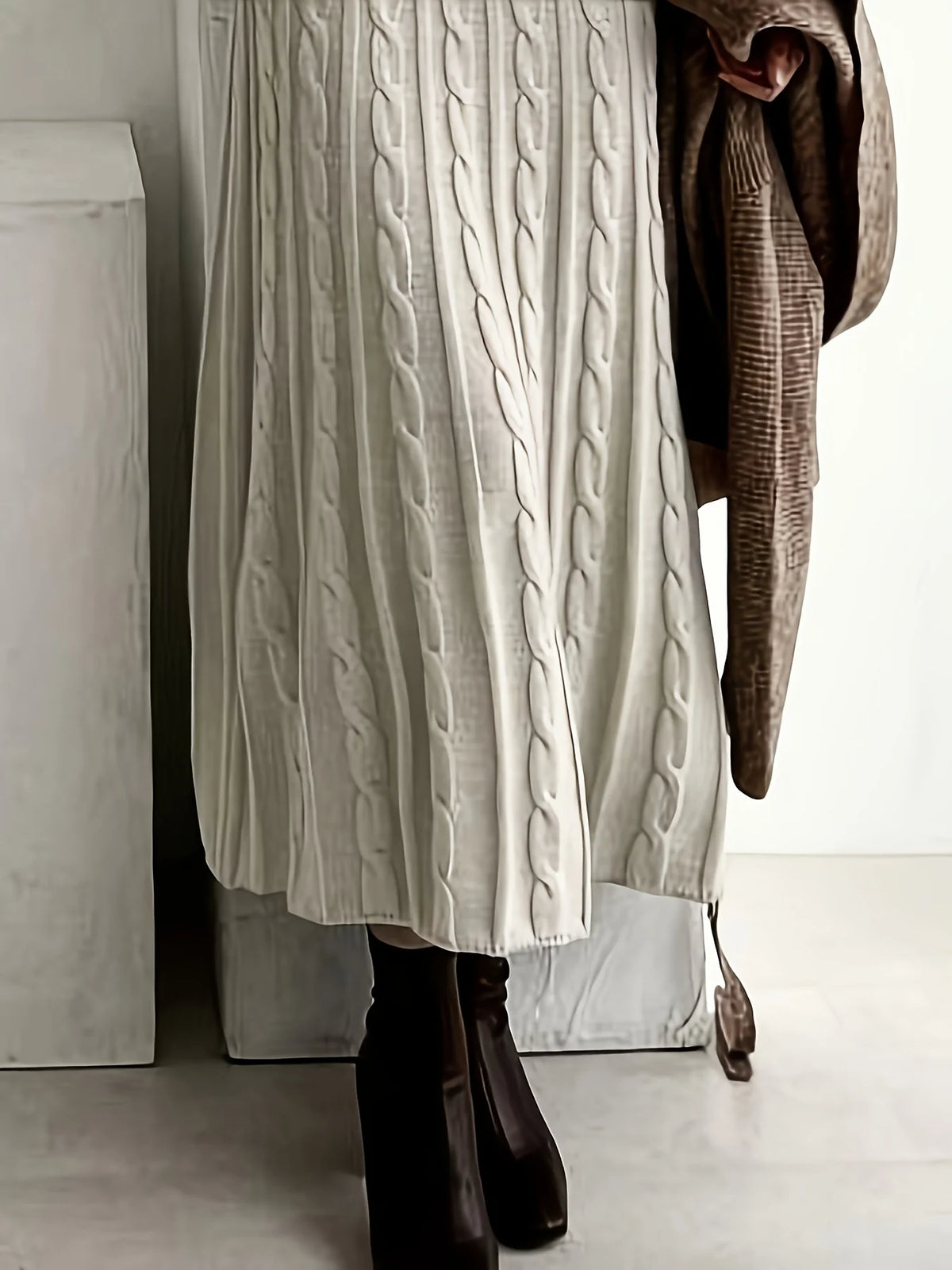 Women’s Cable-Knit Maxi Dress Long Sleeve Elegant Style 4