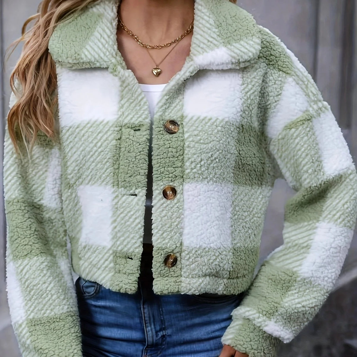 Women’s Cropped Plaid Jacket Soft and Stylish Layering Piece 0