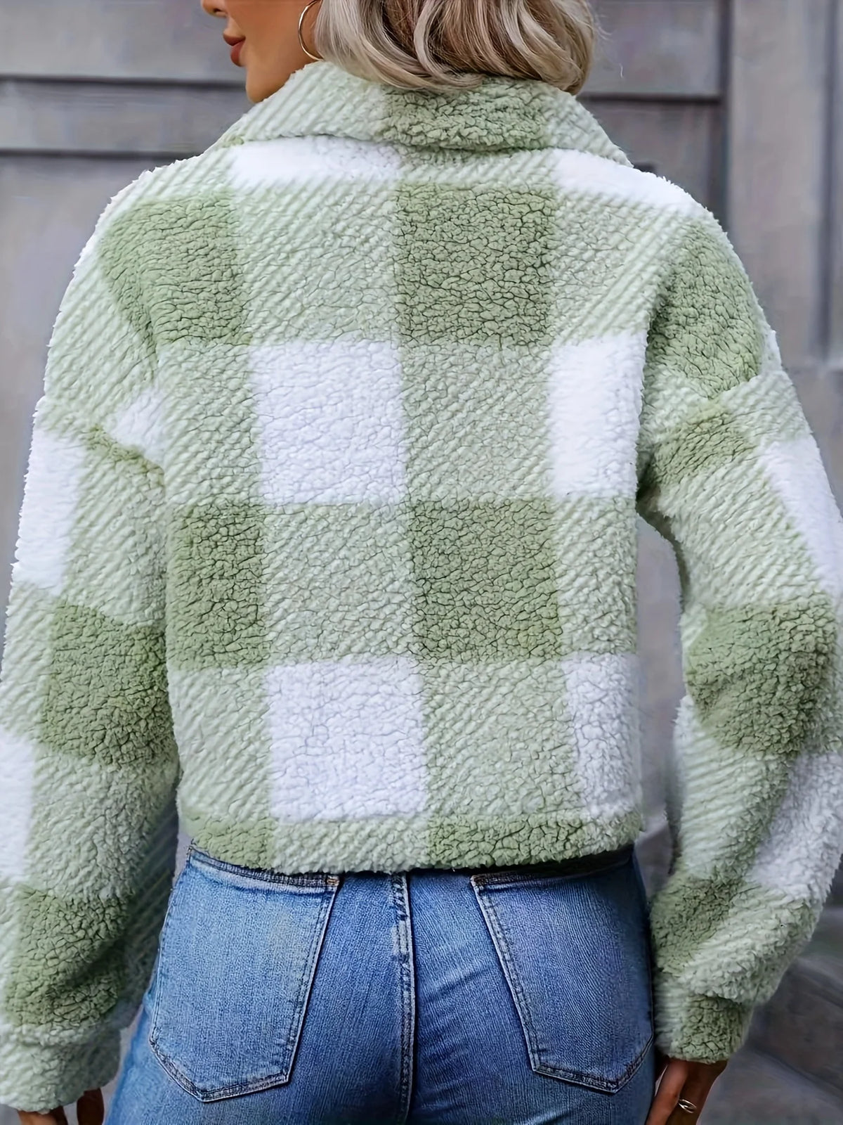 Women’s Cropped Plaid Jacket Soft and Stylish Layering Piece 2