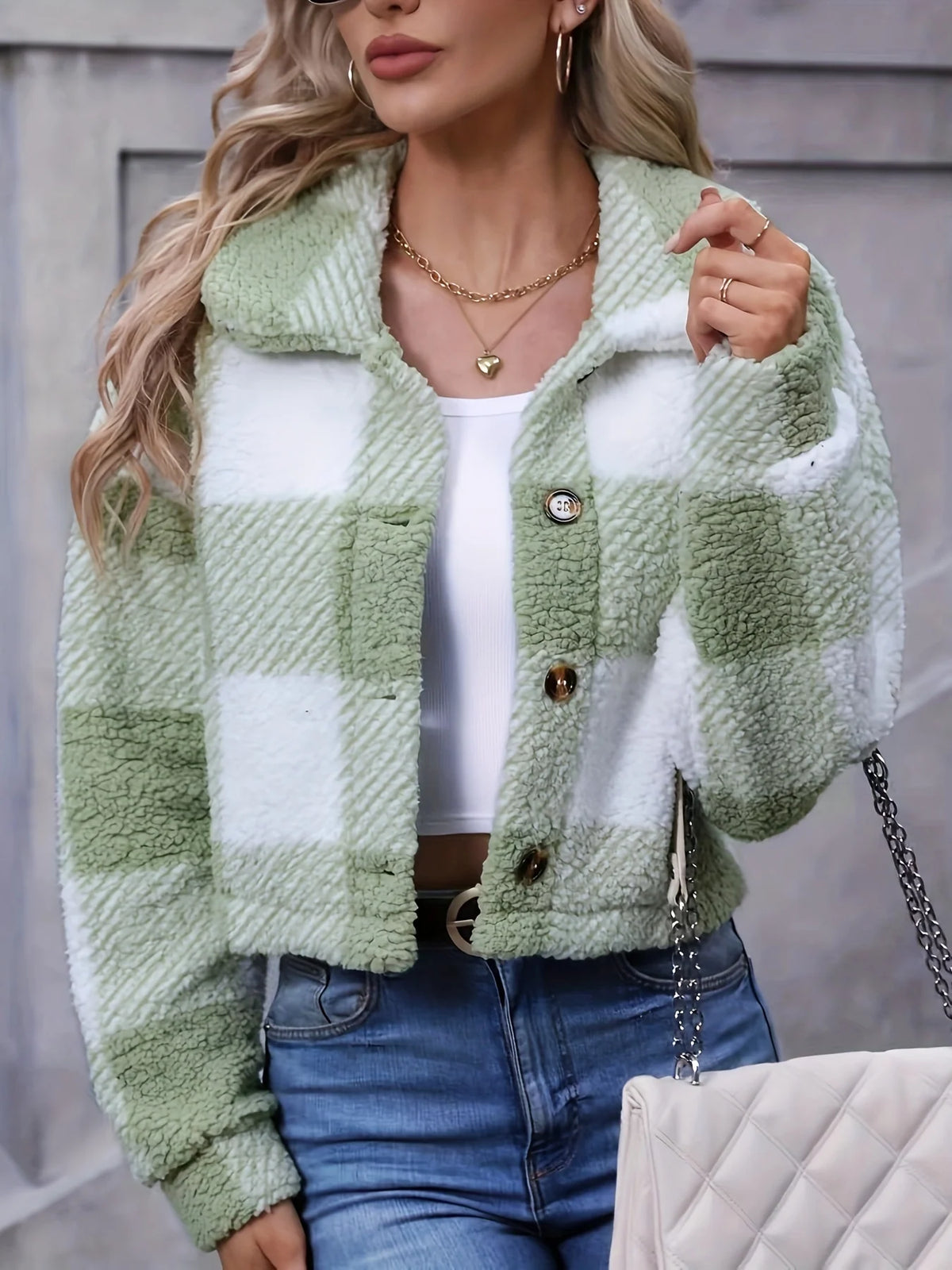 Women’s Cropped Plaid Jacket Soft and Stylish Layering Piece 3