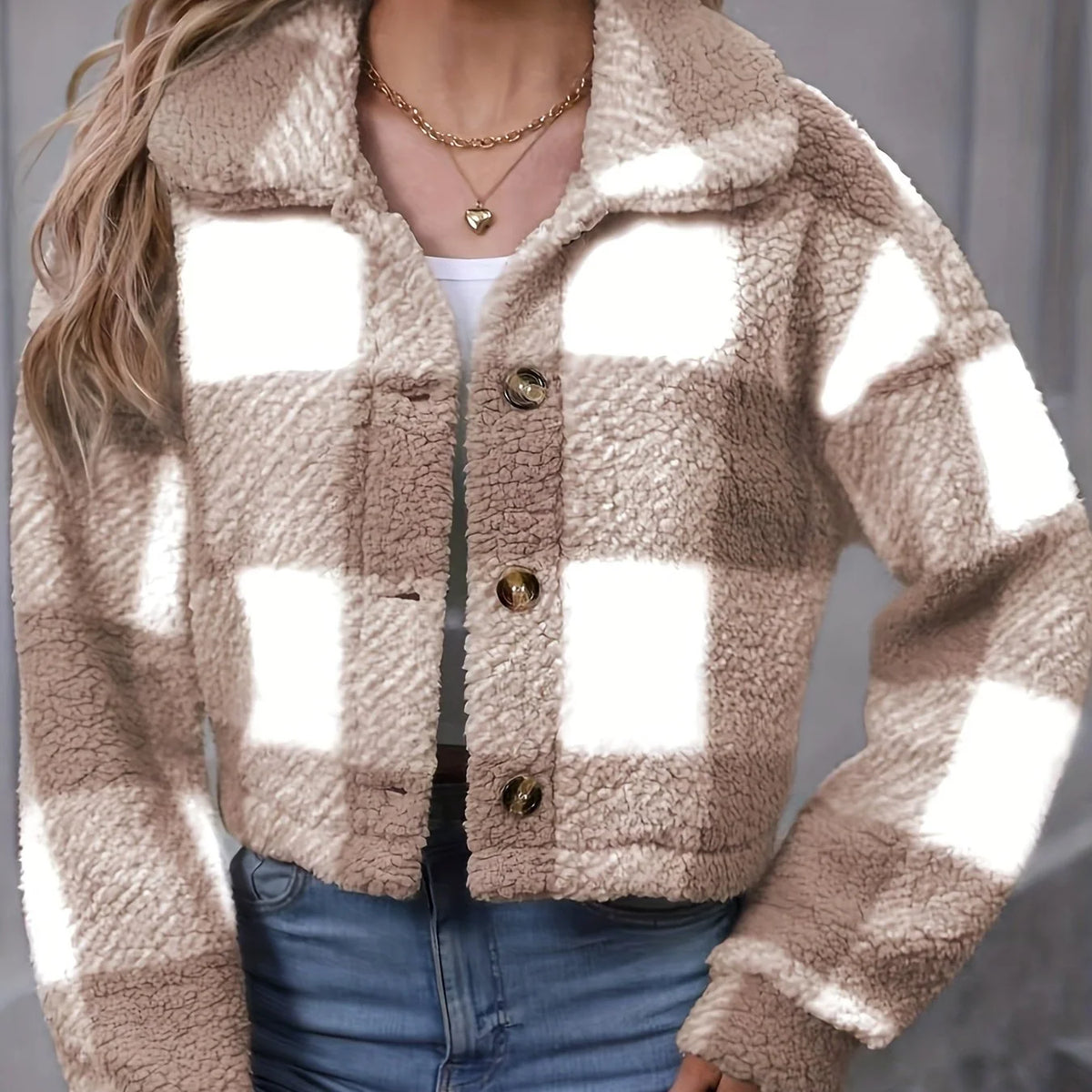 Women’s Cropped Plaid Jacket Soft and Stylish Layering Piece 8