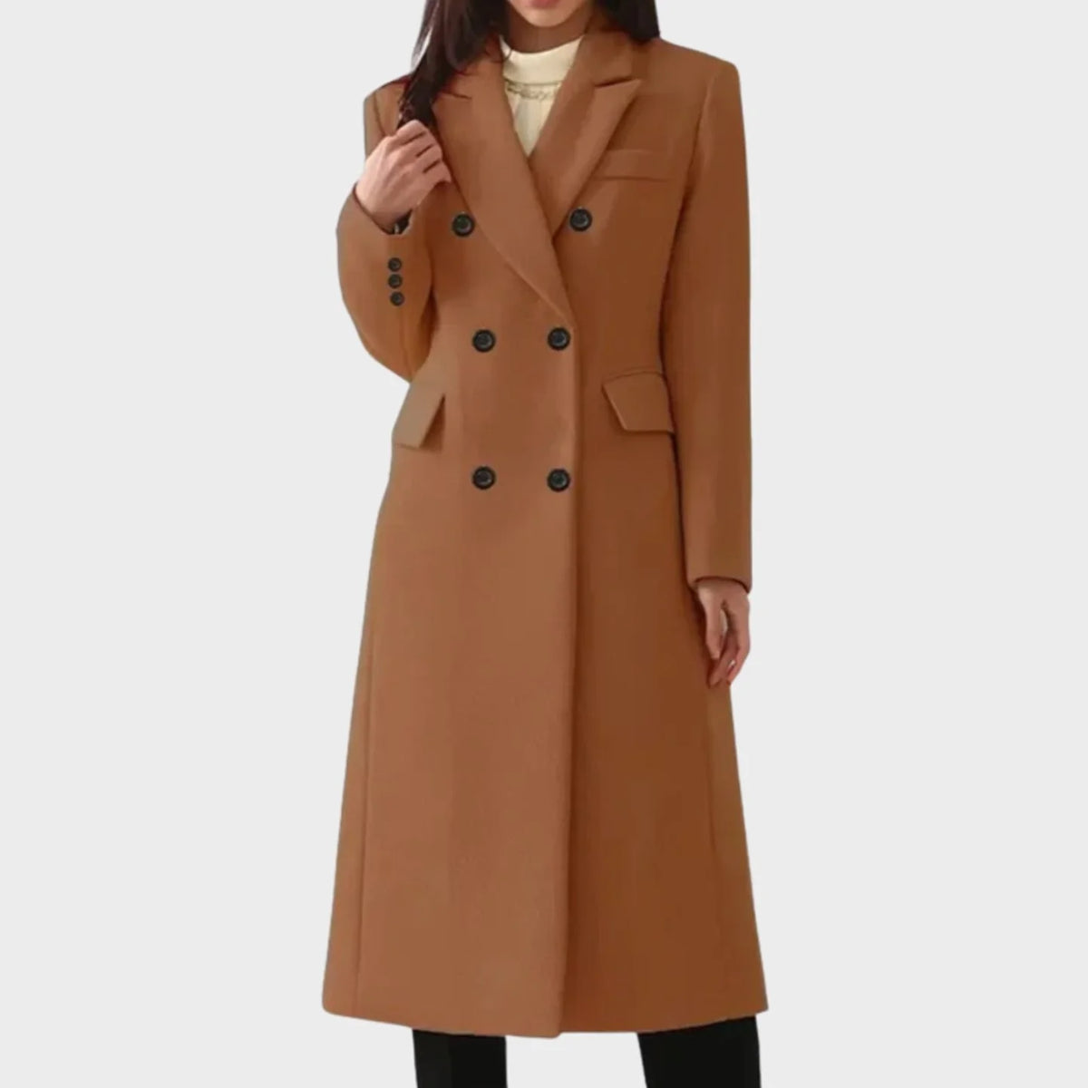 Women’s Double-Breasted Wool Coat Knee-Length Tailored Design 3