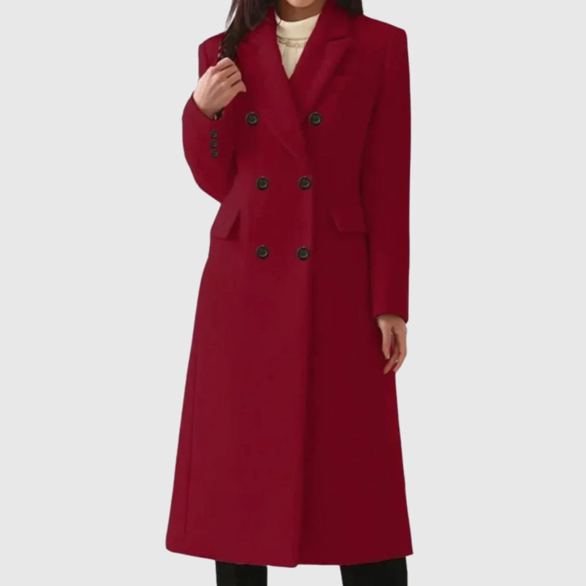 Women’s Double-Breasted Wool Coat Knee-Length Tailored Design 4