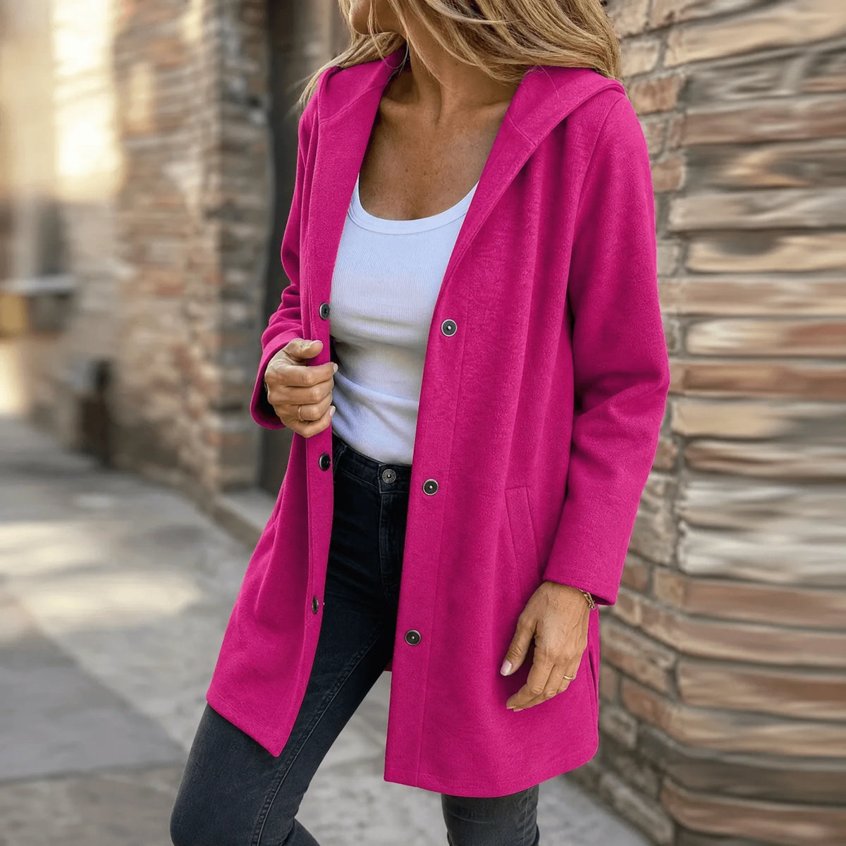 Women’s Hooded Cardigan Relaxed Mid-Length Knit Jacket 11