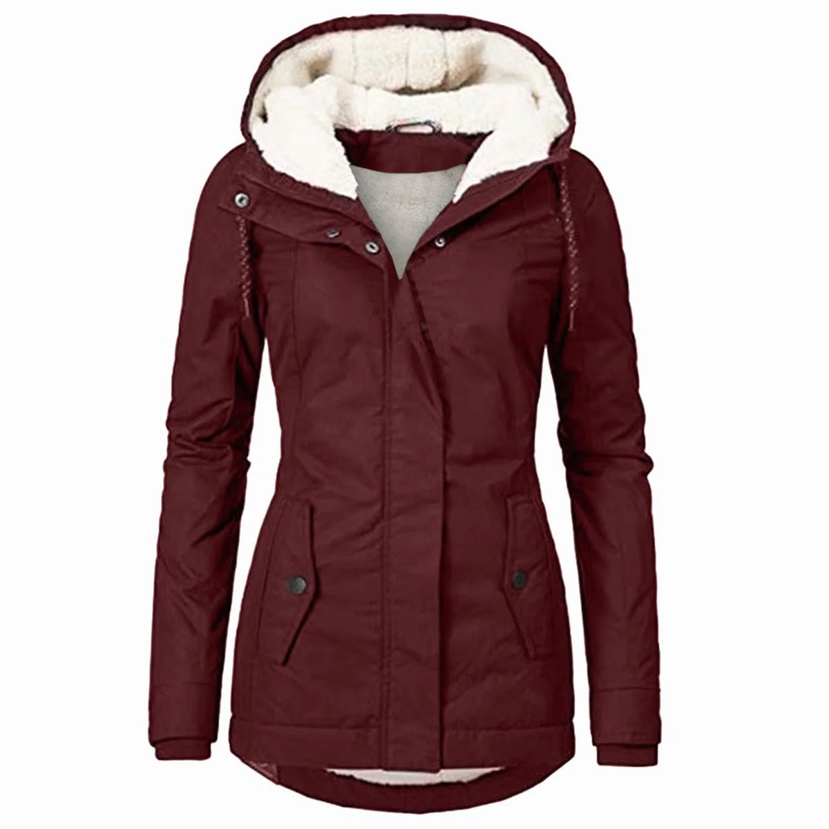 Women’s Hooded Fleece-Lined Parka Jacket Stylish Winter Outerwear 1