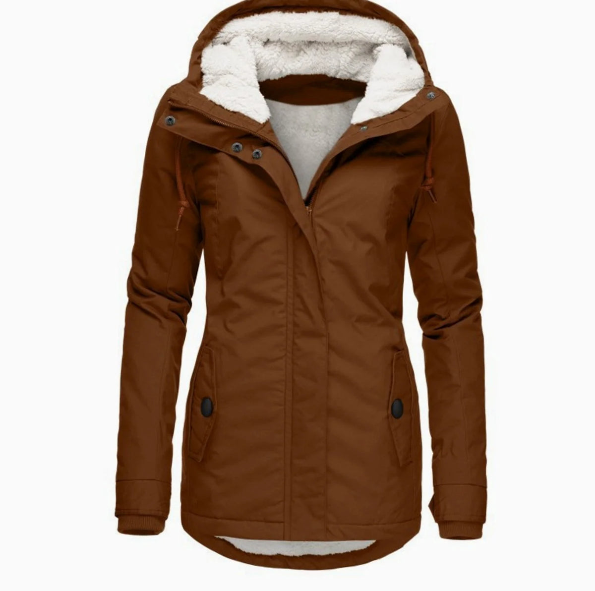 Women’s Hooded Fleece-Lined Parka Jacket Stylish Winter Outerwear 2