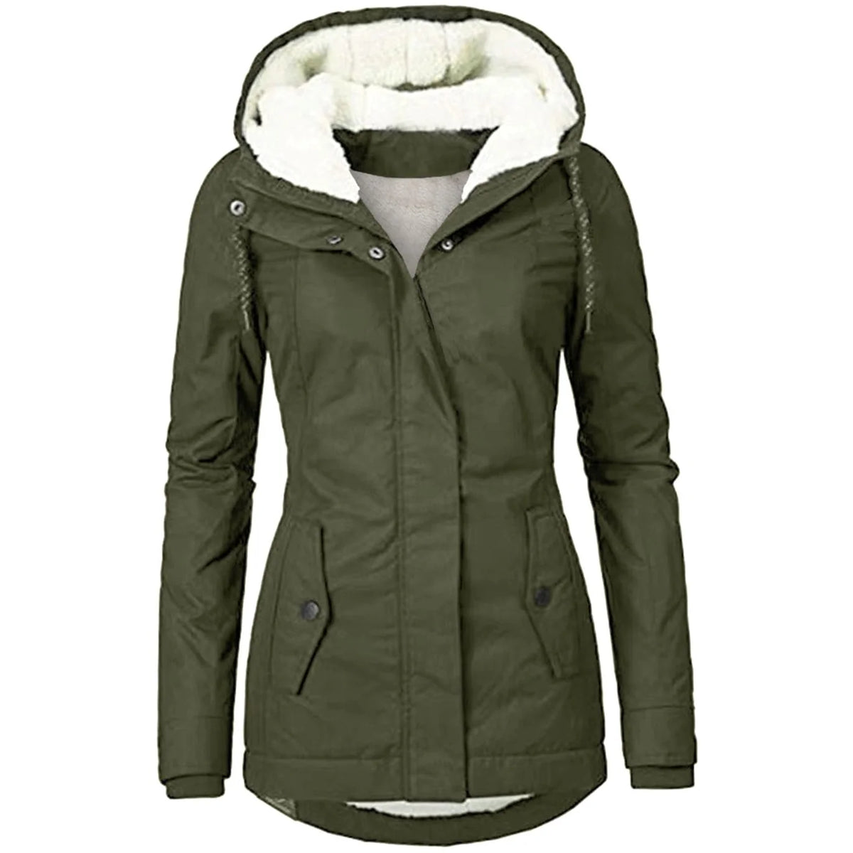 Women’s Hooded Fleece-Lined Parka Jacket Stylish Winter Outerwear 4