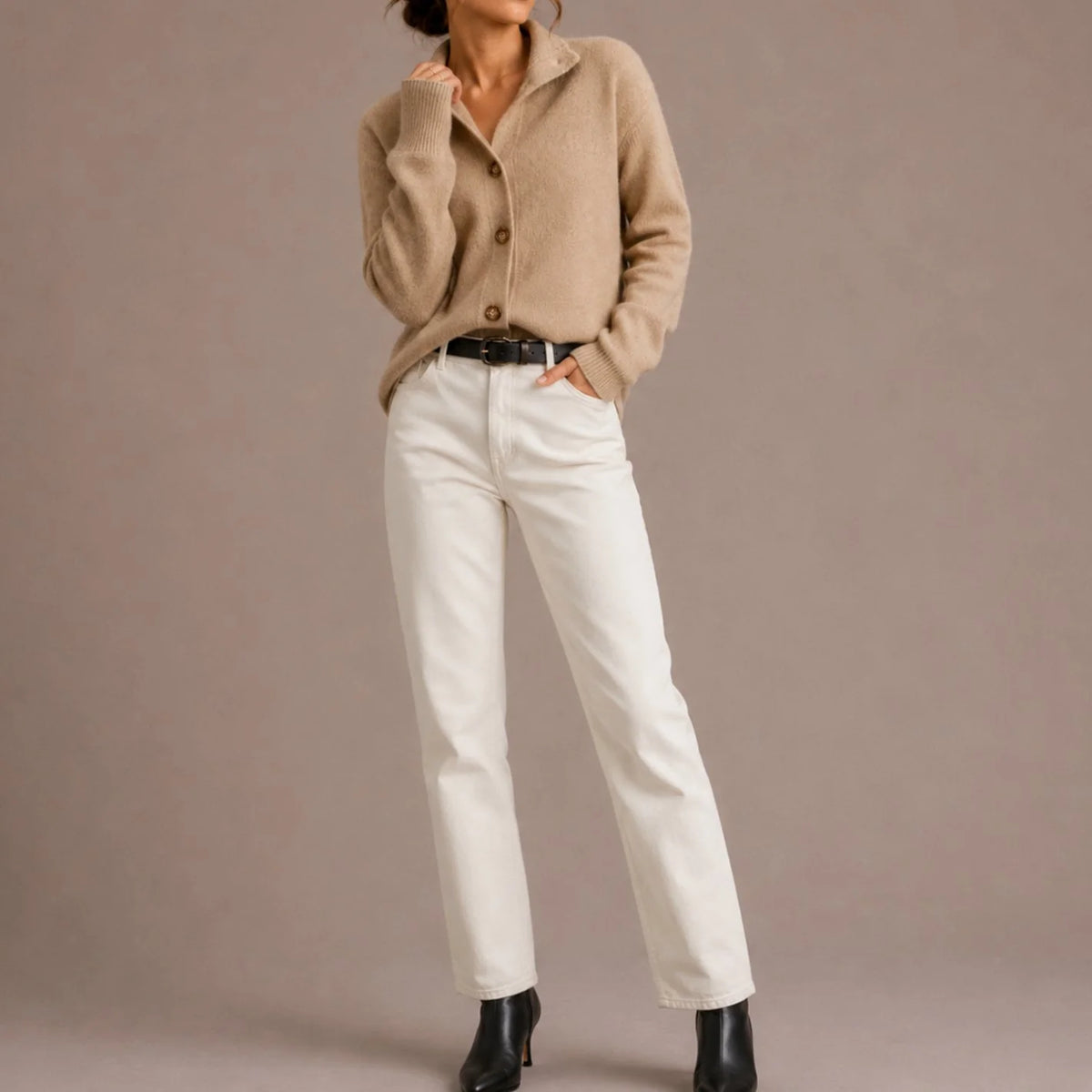 Women’s Knit Cardigan Collared Button-Up Design 3