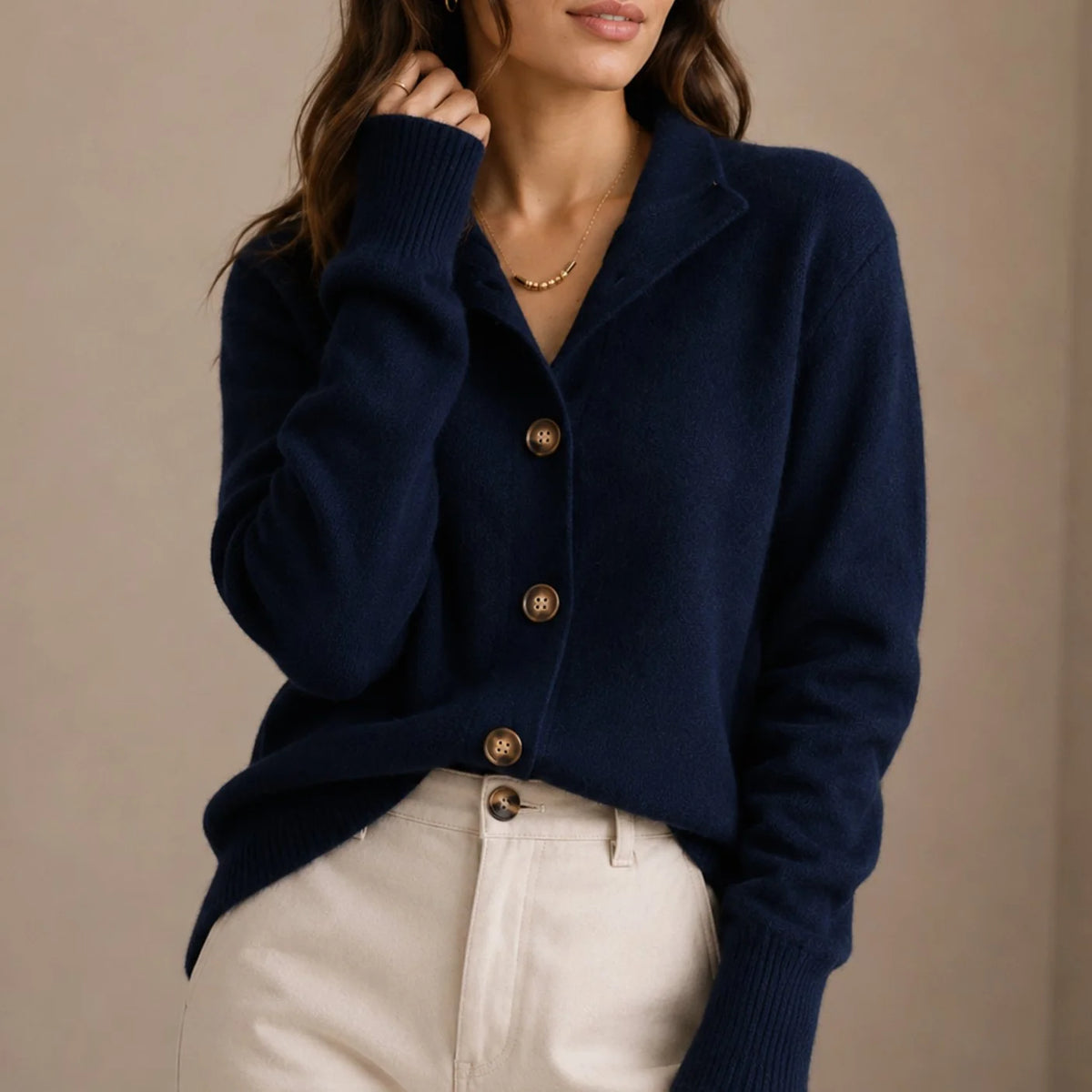 Women’s Knit Cardigan Collared Button-Up Design 4