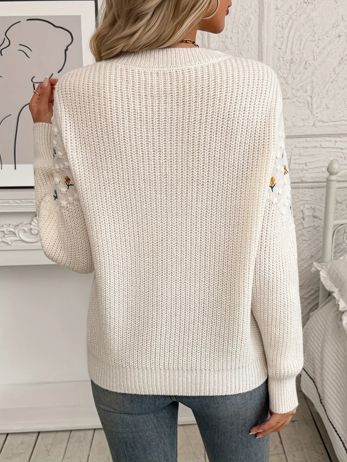 Women’s Knit Sweater with Floral Embroidery Elegant Design 4
