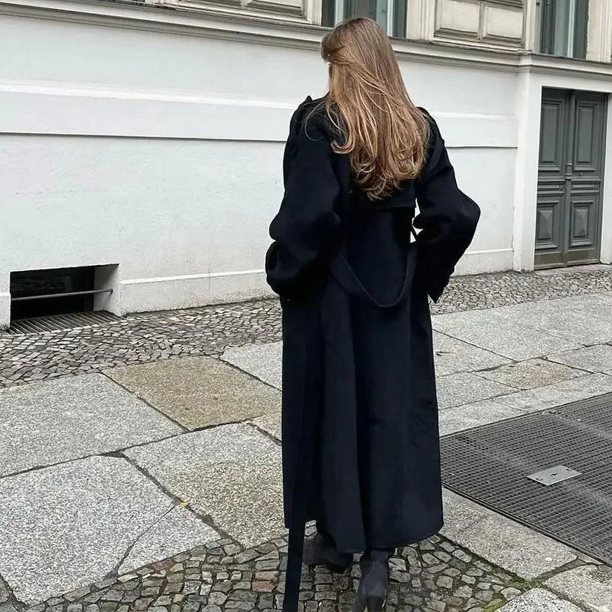 Women’s Long Double-Breasted Belted Trench Coat Classic Style 3