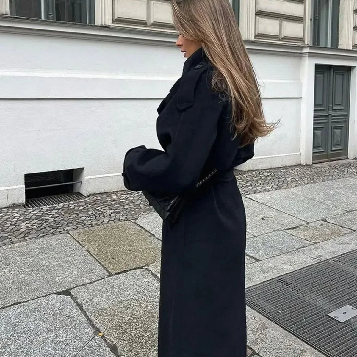 Women’s Long Double-Breasted Belted Trench Coat Classic Style 4