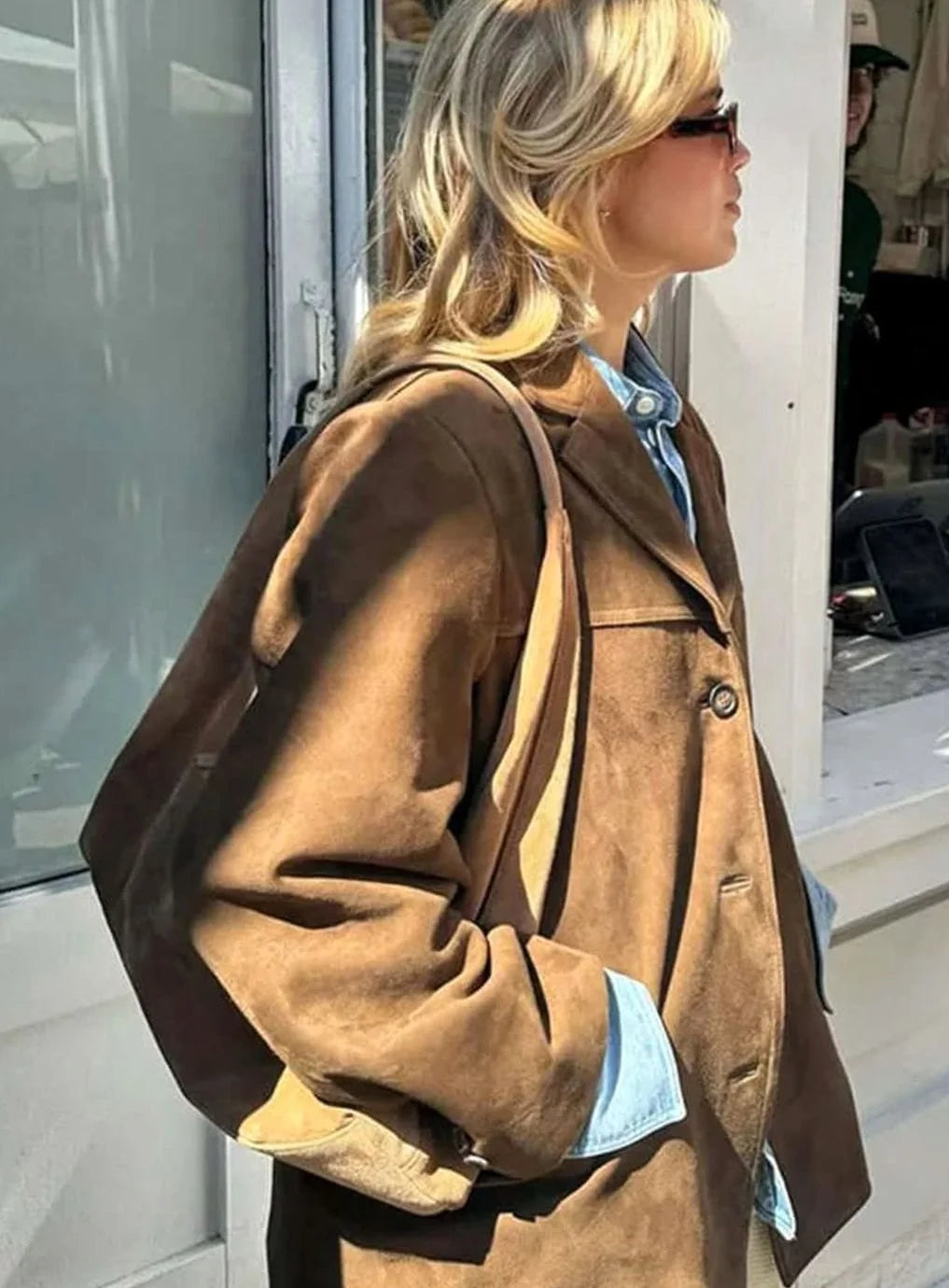 Women’s Oversized Blazer Soft Suede-Look Single-Button Design 3