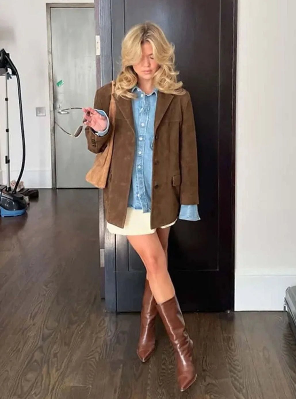 Women’s Oversized Blazer Soft Suede-Look Single-Button Design 5