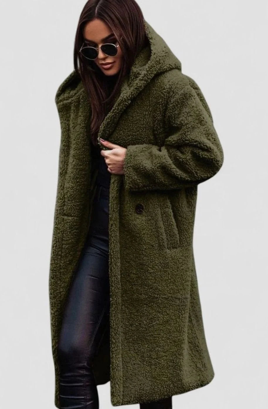 Women’s Oversized Long Faux Fur Winter Coat Elegant Teddy Style 4