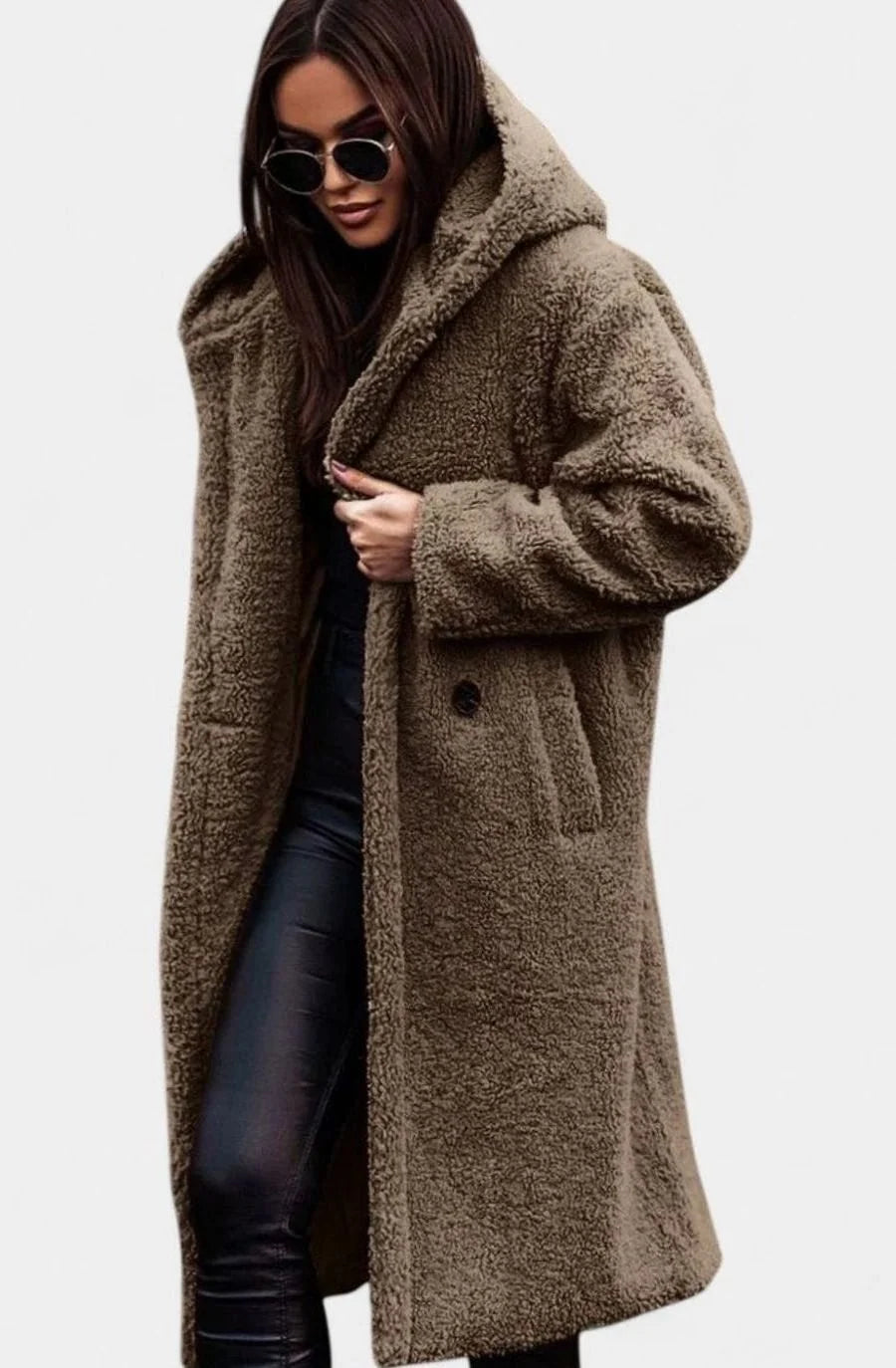 Women’s Oversized Long Faux Fur Winter Coat Elegant Teddy Style 6