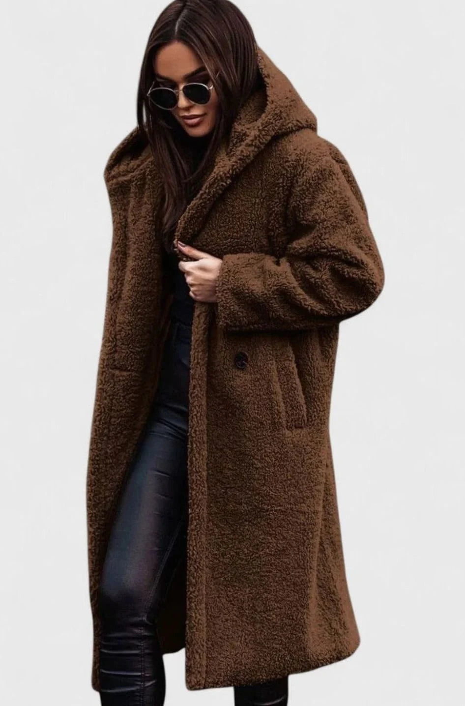 Women’s Oversized Long Faux Fur Winter Coat Elegant Teddy Style 7