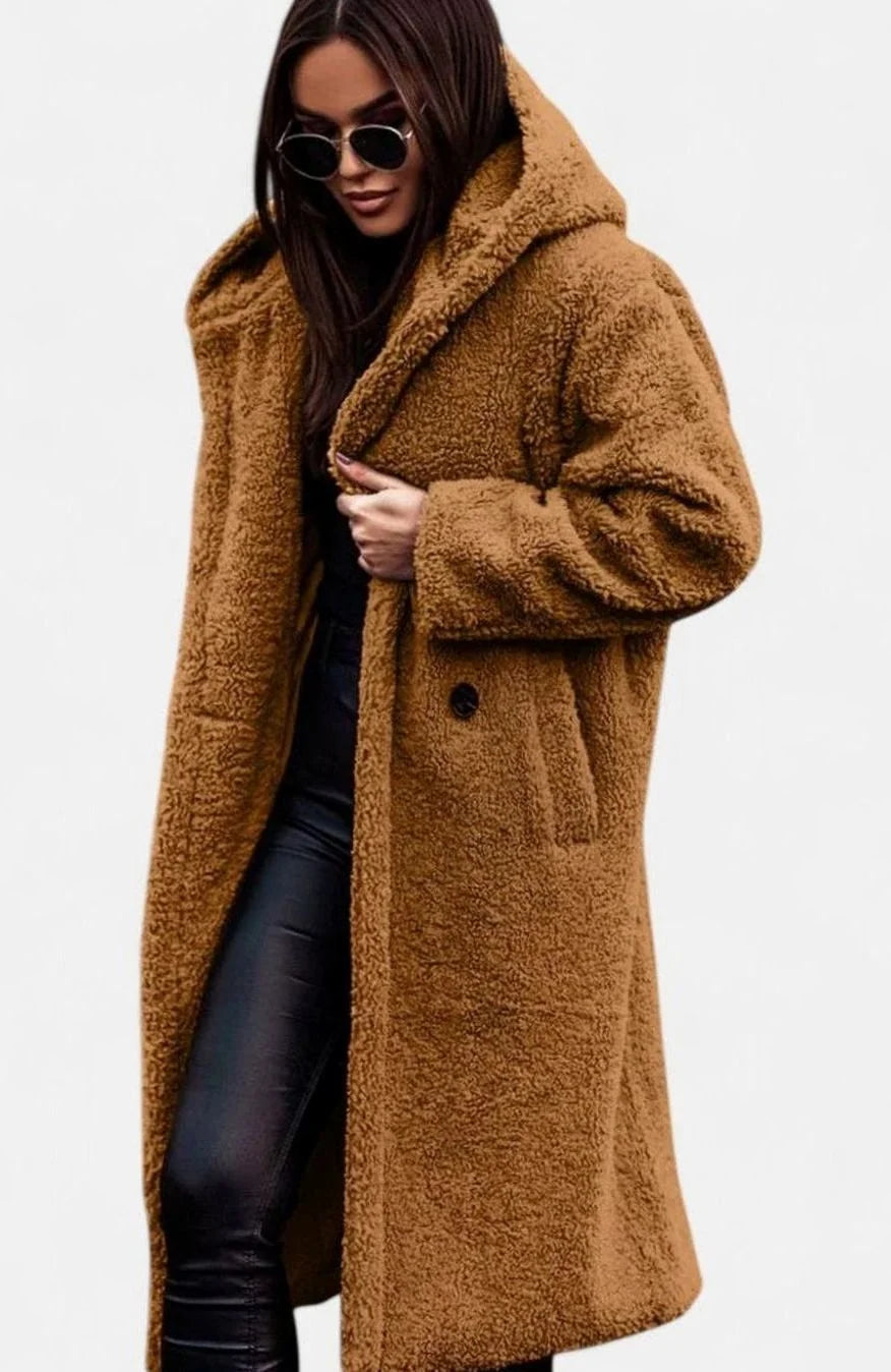 Women’s Oversized Long Faux Fur Winter Coat Elegant Teddy Style 8
