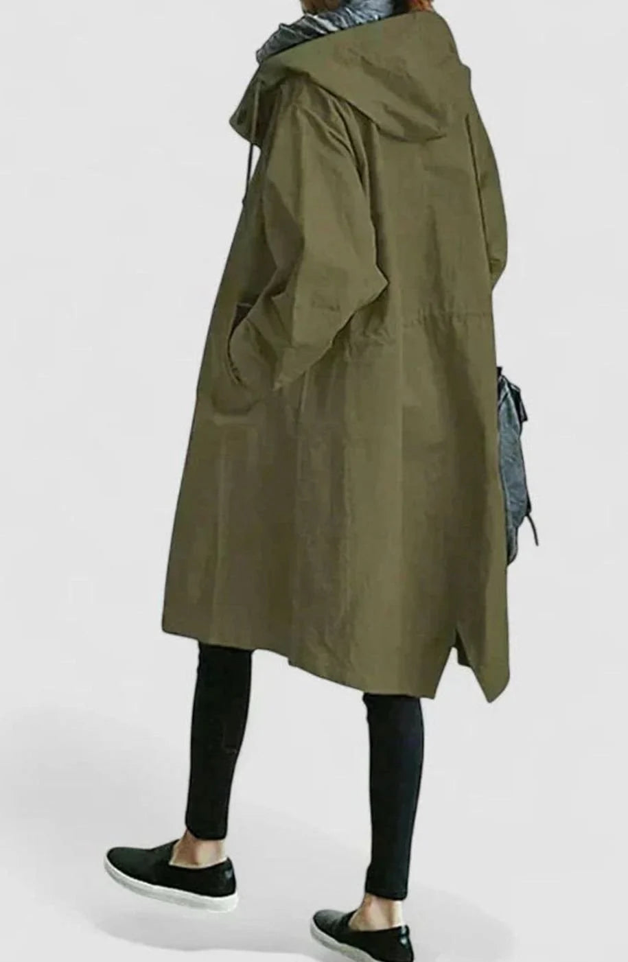 Women’s Oversized Longline Trench Coat with Hooded Button Front 5