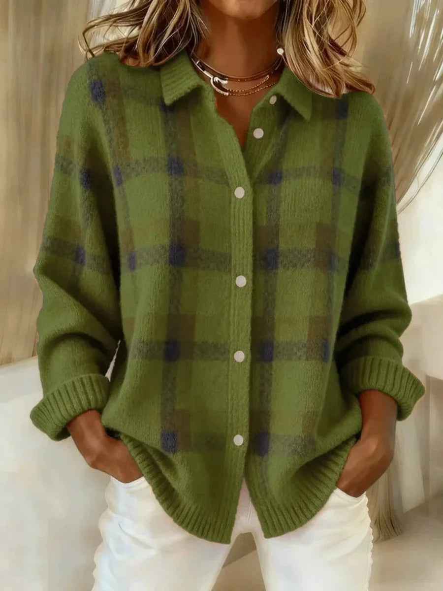 Women’s Oversized Plaid Jacket Cozy Knit Layering Style 6
