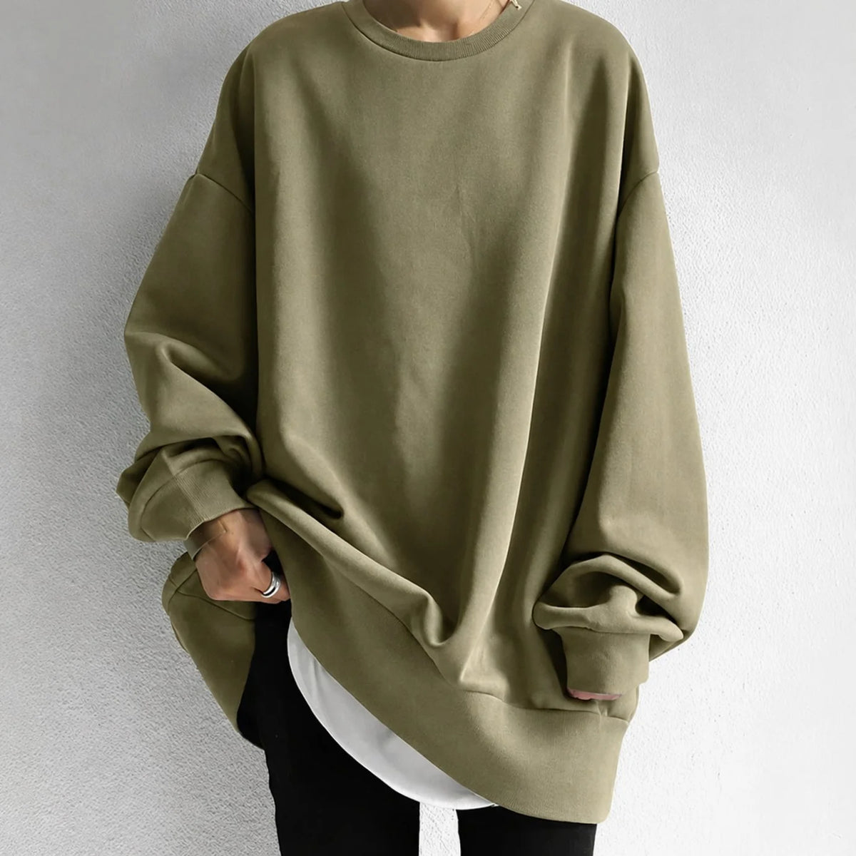 Women’s Oversized Sweater Relaxed Tunic Crewneck Style 1