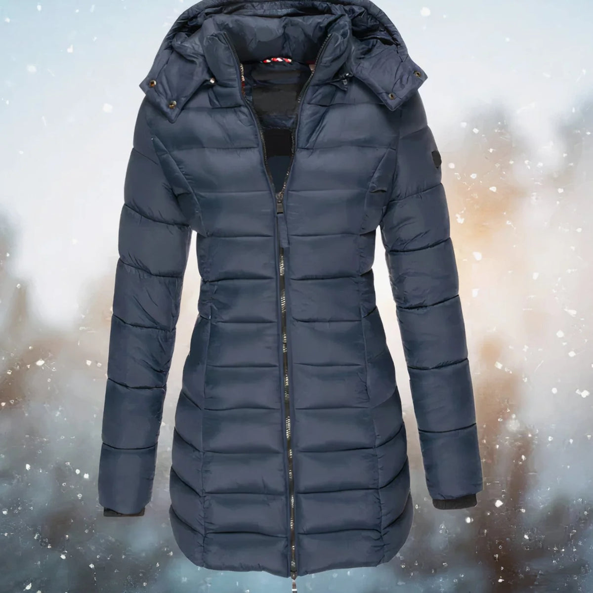 Women’s Quilted Puffer Jacket Long Hooded Coat for Winter 0