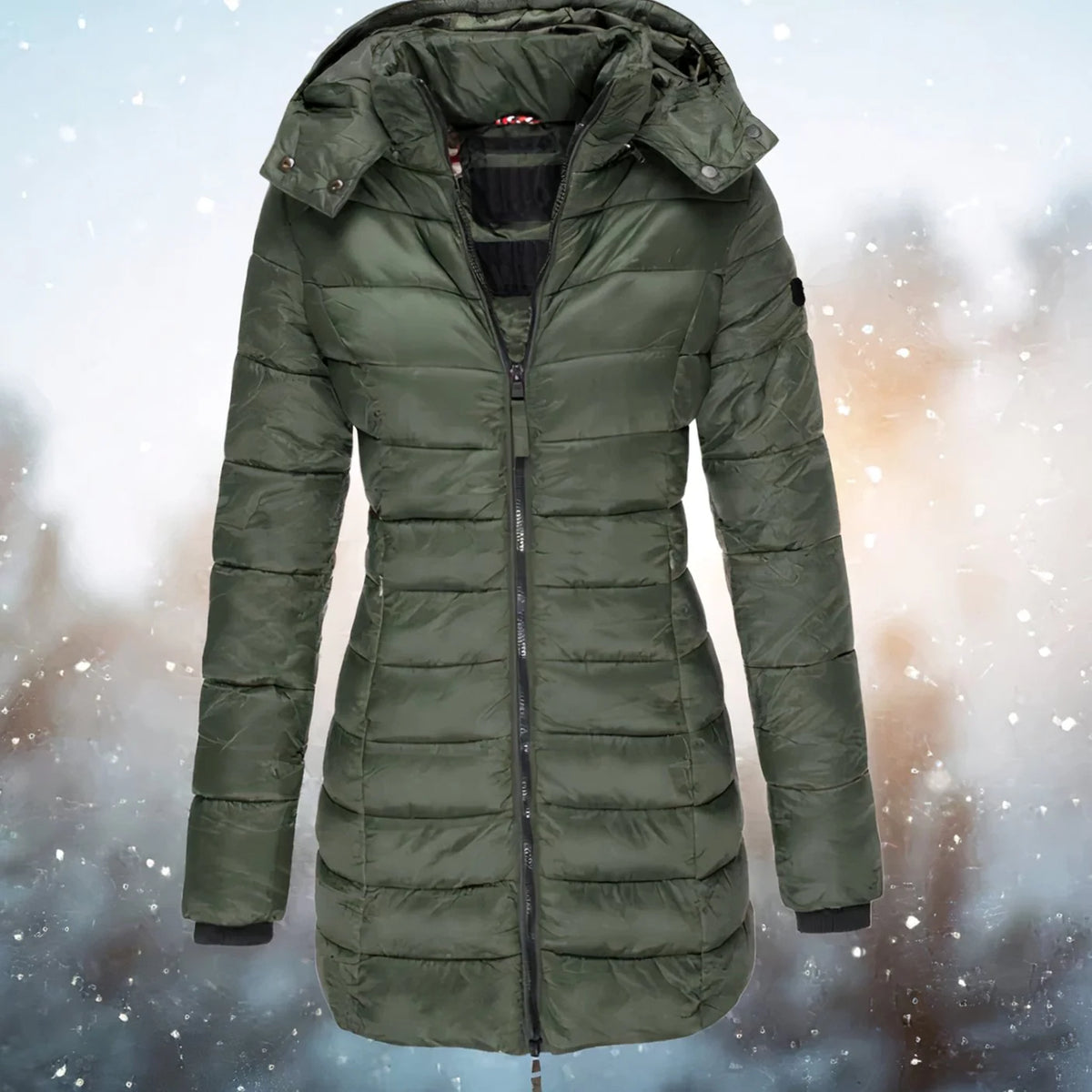 Women’s Quilted Puffer Jacket Long Hooded Coat for Winter 2