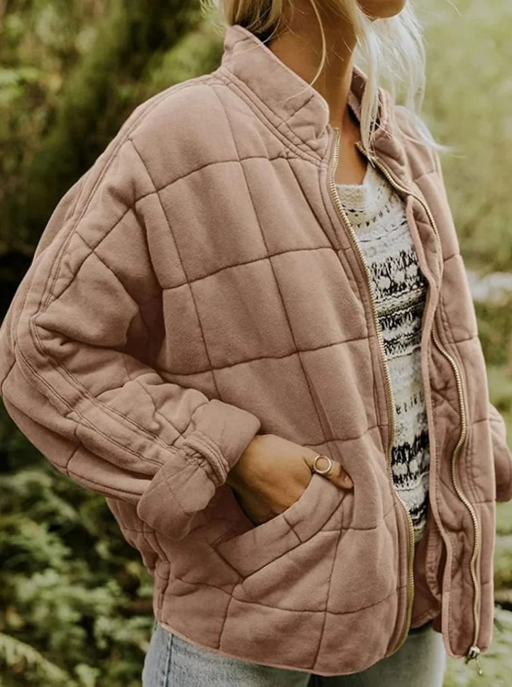 Women’s Slim-Fit Quilted Jacket with Stand Collar 4